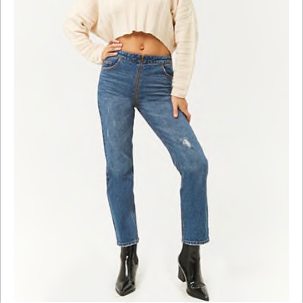 Zipper front ankle jeans